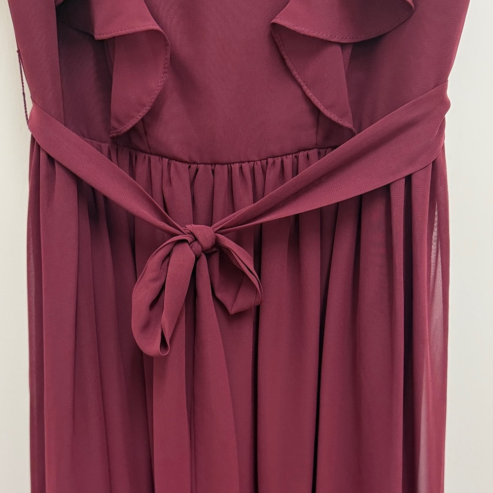 Azazie Jr Bridesmaid Cabernet Ruffle Maxi Dress - Picture 5 of 6
